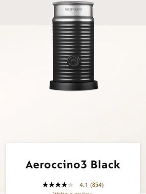 Nespresso Aeroccino3 Black Milk Frother